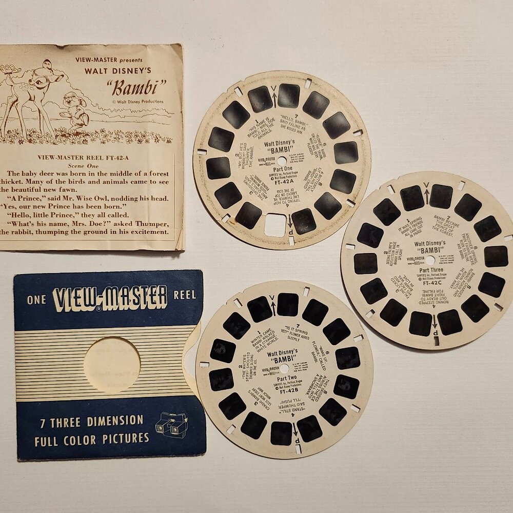 VINTAGE Disney's BAMBI View Master Slides x 3 Disney